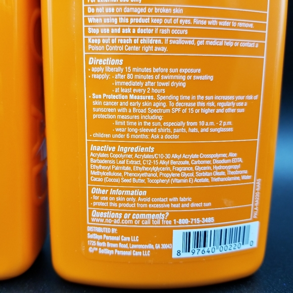 (2) NO-AD Suncare 50 SPF Sport Sunscreen Lotion - Picture 5 of 7